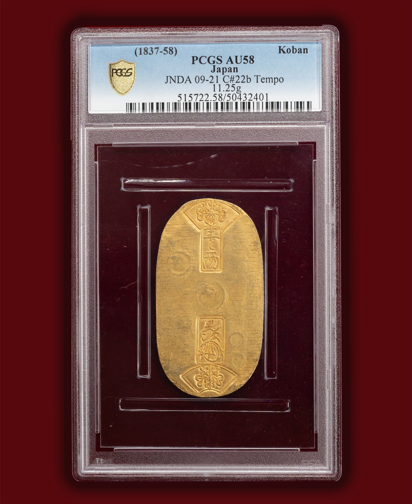 1837-1858 (Tenpo Era) Japan Koban - PCGS AU58