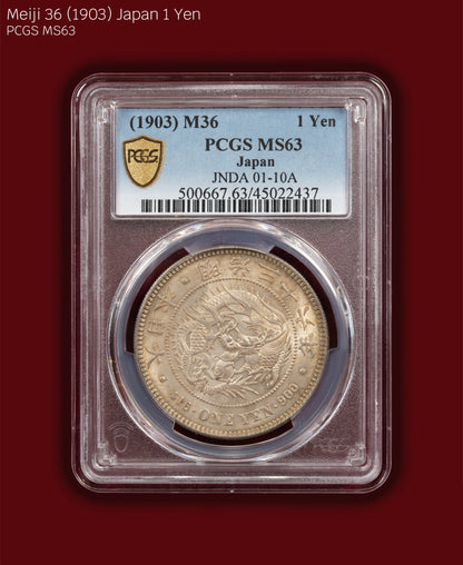 1903 (M36) Japan 1 Yen - PCGS MS63 (Toned)