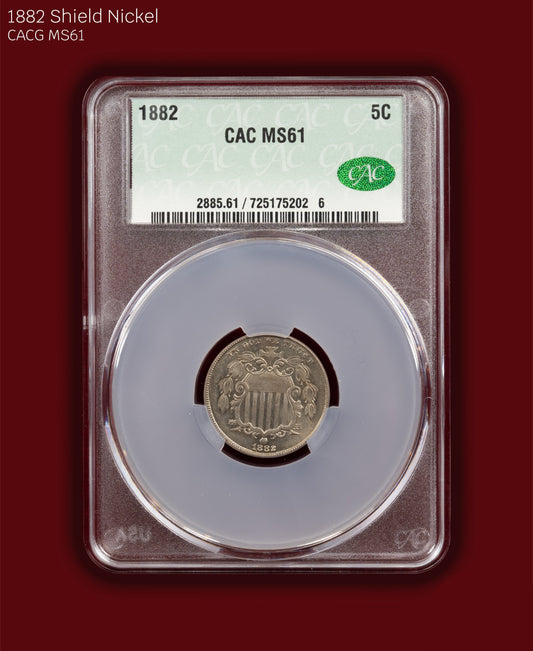 1882 Shield Nickel - CACG MS61