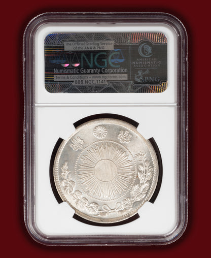 1870 (M3) Japan 1 Yen Type 1 w/border (Tied Top-Pop) - NGC MS66