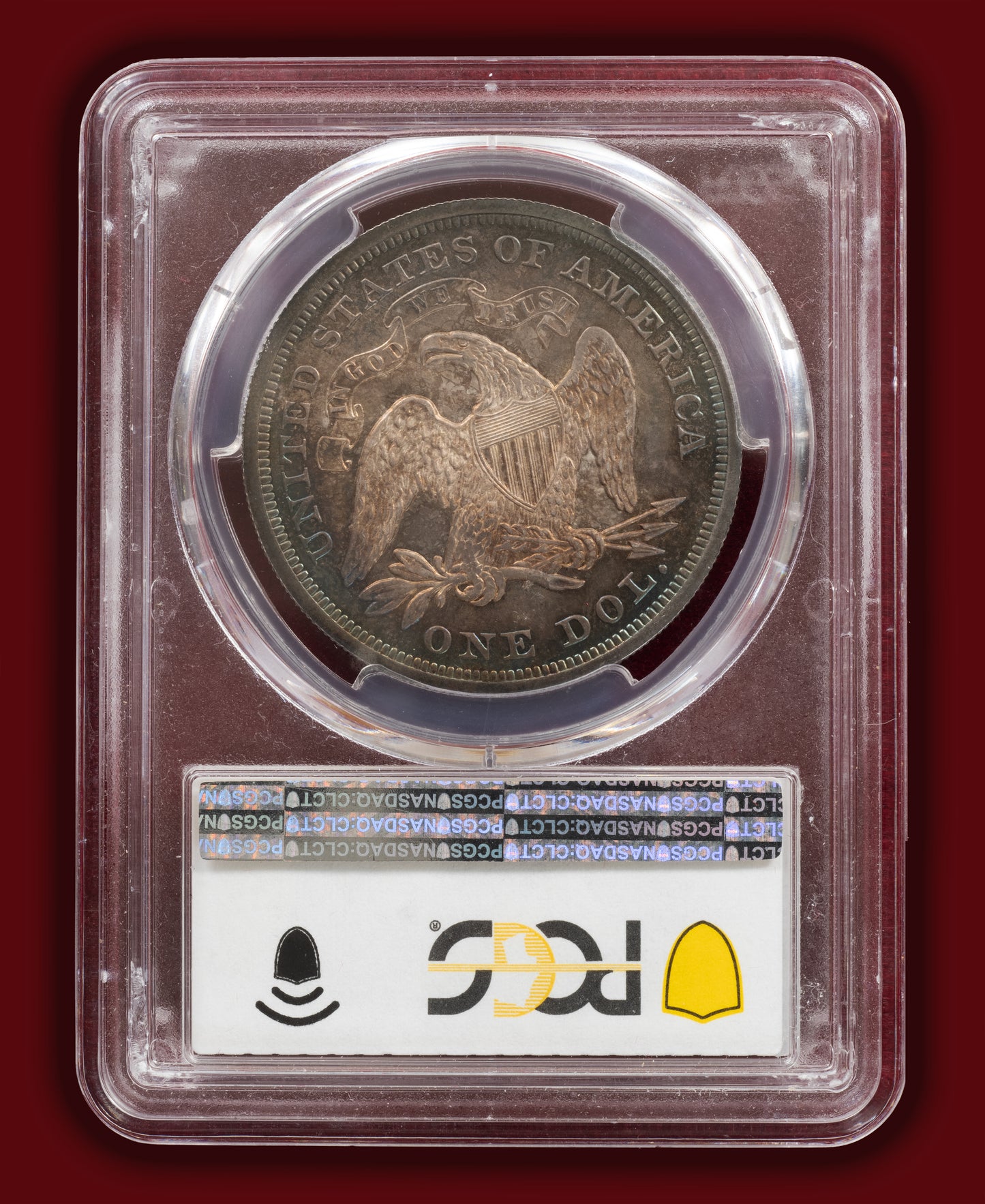 1870 Liberty Seated Dollar Proof - PCGS PR64+ CAC Green (Toned)