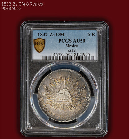 1832-Zs OM Mexican 8 Reales - PCGS AU50 (Toned)