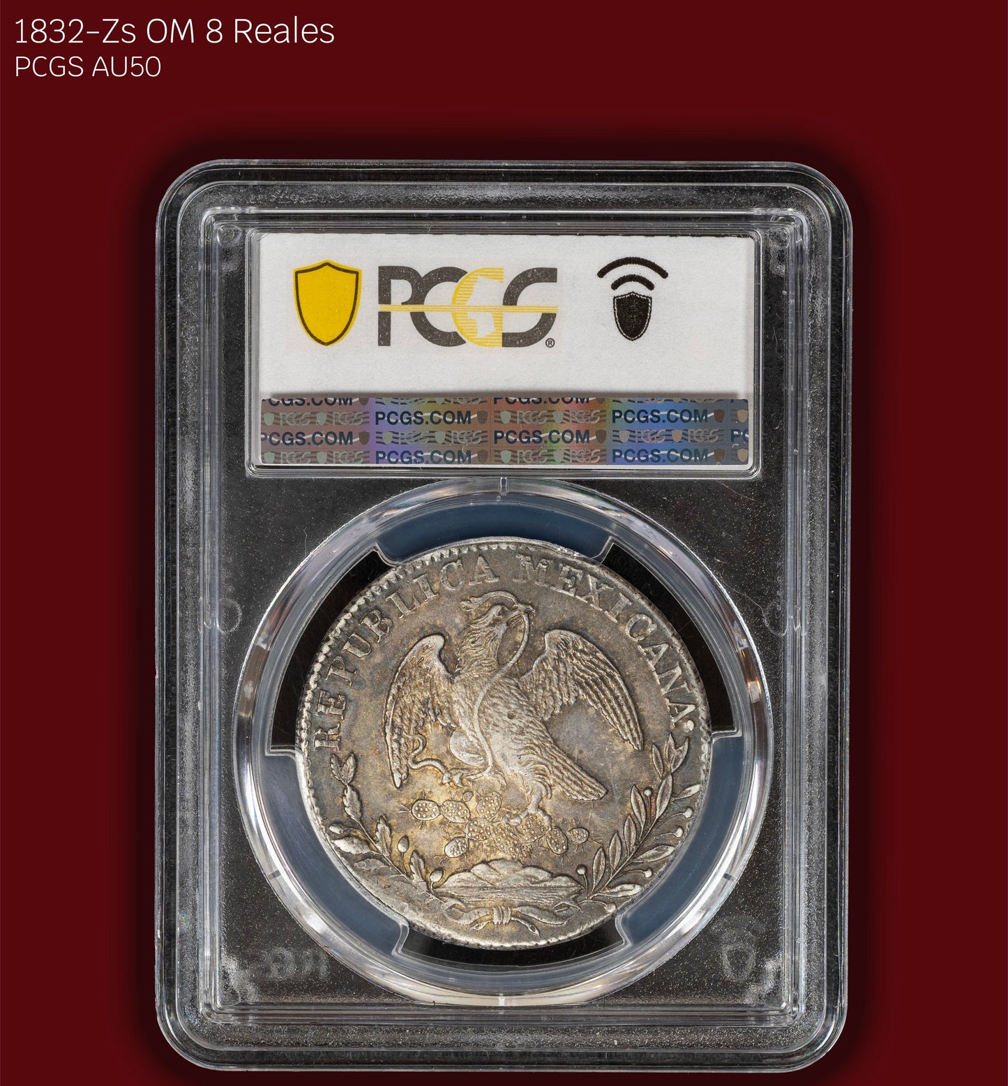 1832-Zs OM Mexican 8 Reales - PCGS AU50 (Toned)