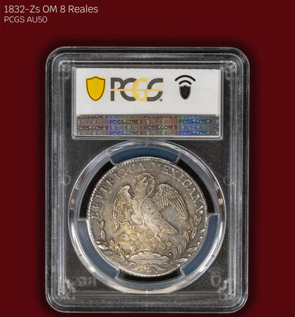 1832-Zs OM Mexican 8 Reales - PCGS AU50 (Toned)