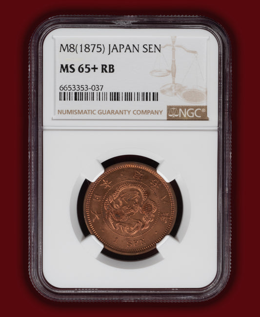 1875 (M8) Japan 1 Sen - NGC MS65+ RB