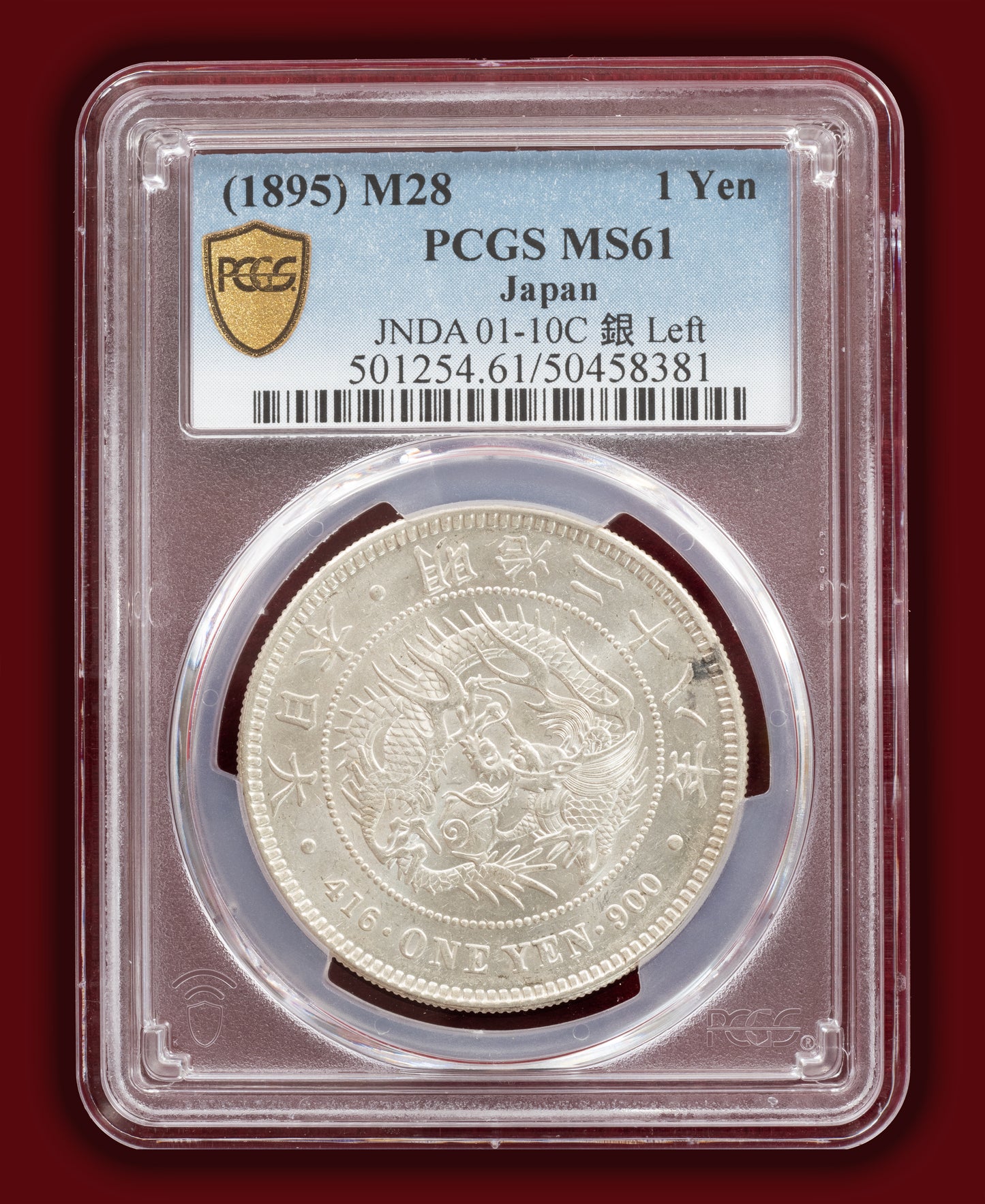 1895 (M28) Japan 1 Yen Gin Left Counterstamp - PCGS MS61